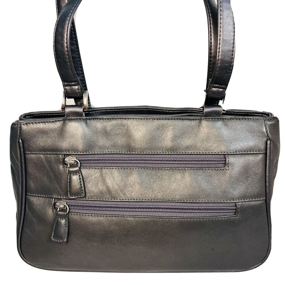 Elka Accessories Gunmetal Dark Gray Metallic Shoulder Bag Handbag‎ Leather